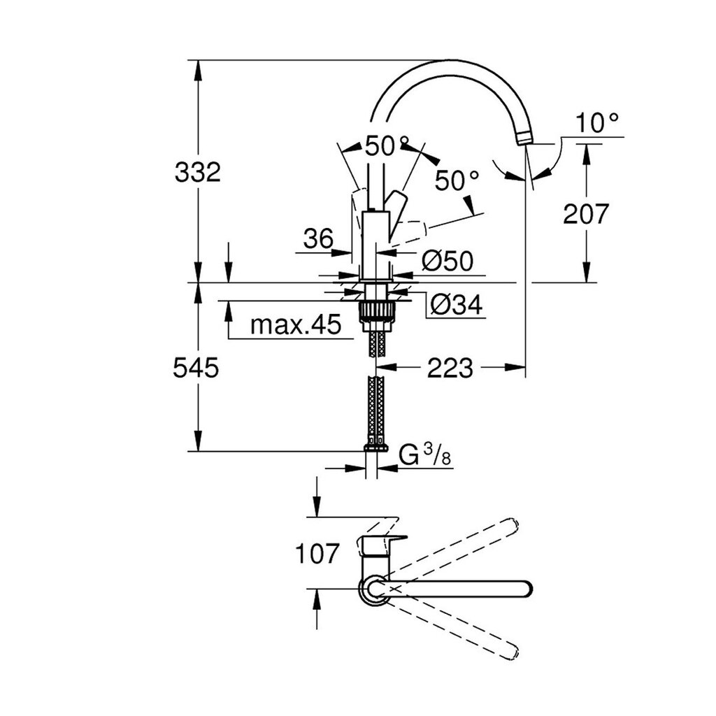 GROHE BauEdge keukenkraan met hoge uitloop chroom – 31367001