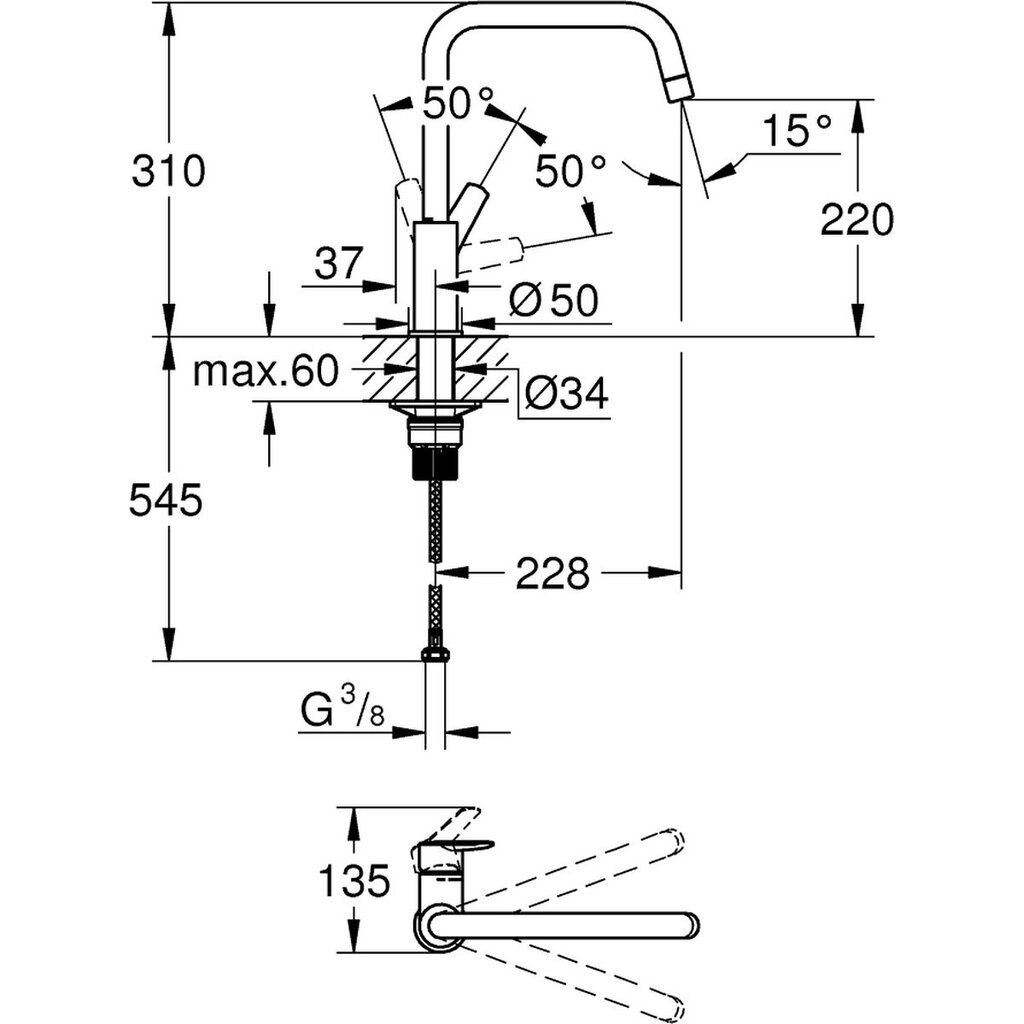 GROHE Start Keukenkraan - Hoge uitloop -- Mat zwart - 304702430
