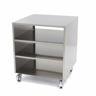 Maxima Maschinentisch - 600 x 600 mm tief - Edelstahl - mit 4 Rollen und 2 Bremsen