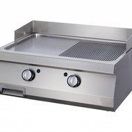 Maxima Gastro Grillplatte Doppel - Chrom - Halb/Halb - Gas - 800 x 700 mm tief - mit Spritzschutz - 2 x 7000 Watt - Heavy Duty