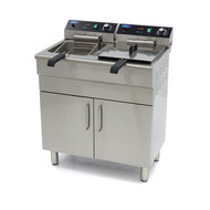 Maxima Deep Fryer 2 x 16L with Drain Tap and Cupboard - Double Basket