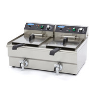 Maxima Elektrisch Fritteuse 2 x 16L mit Wasserhahn