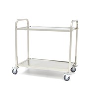 Maxima Gastro Servierwagen - 2 Ebenen à 950 x 510 mm - Edelstahl - mit 4 Rollen und 2 Bremsen