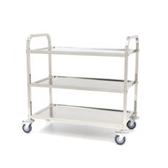 Maxima Gastro Servierwagen - 3 Ebenen à 950 x 510 mm - Edelstahl - mit 4 Rollen und 2 Bremsen