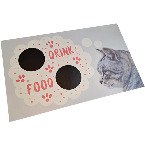 Placemat voor voerbak, dromende kat