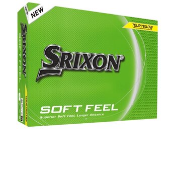 Bedrukte Srixon Soft Feel (geel)  NIEUW in doosje van 12 stuks