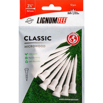 Lignum tee 62mm 2 1/2" 12 stuks classic wit microwood