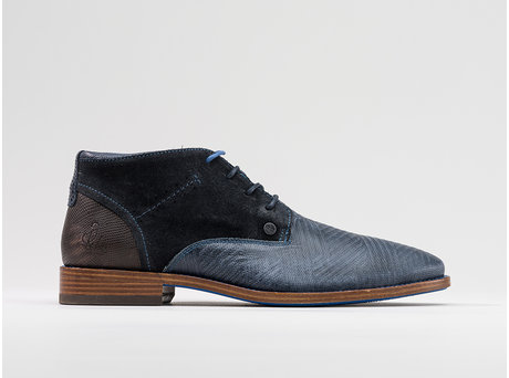 Salvador Zig Zag | Mid-high dark blue dress shoes