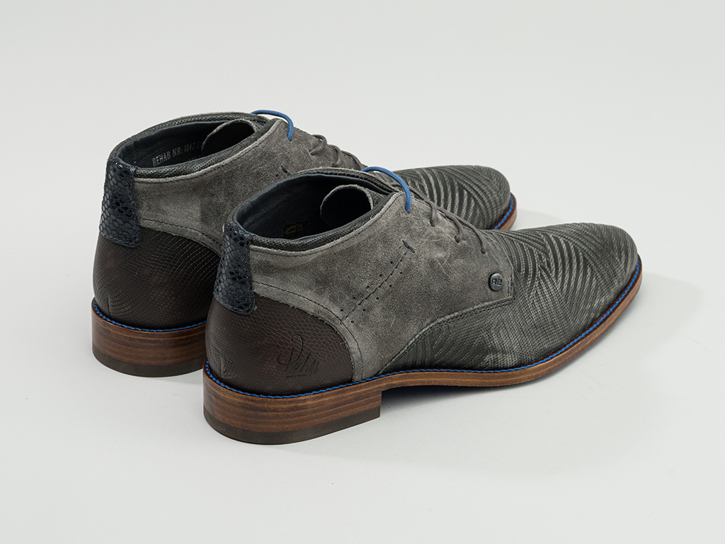 Rehab Footwear Salvador Zig Zag | Halfhoge grijze nette schoenen Official Footwear Online Store
