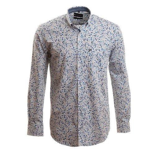 hemd met vrolijk floraal motief in blauwtinten hemd met vrolijk floraal motief in blauwtinten