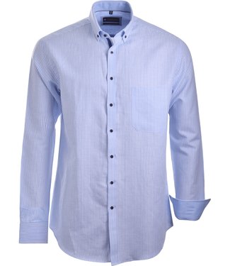 FORMEN lichtblauw gestreept linnen hemd