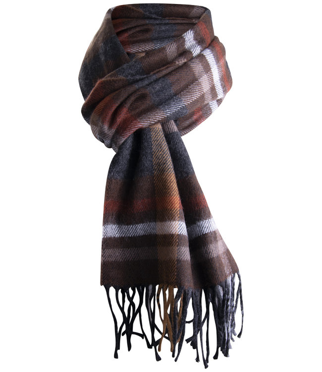 FORMEN sjaal met grote ruit bruin / multicolor