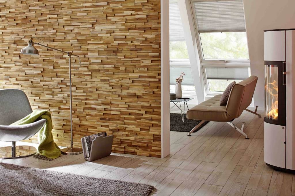 Plaquette de parement bois 3D UltraWood Teak Firenze