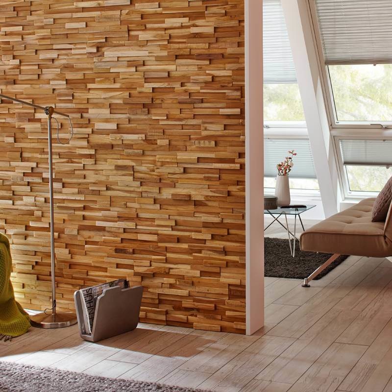 Houtstrip 3D Wandpaneel Ultrawood Teak Firenze het merk Rebel of Styles Style4Walls