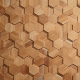 UltraWood Teak Hexagon - Plaquette de Parement en bois 3D