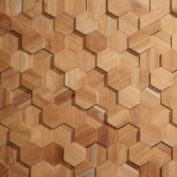 Wood panel 3D Ultrawood Teak Hexagon