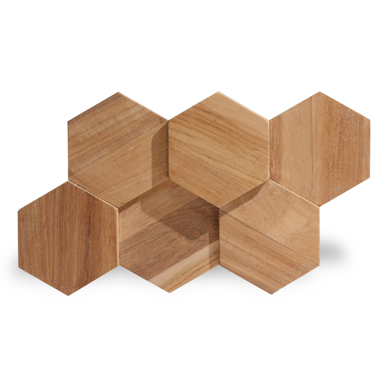 Holzverblender 3D UltraWood Teak Hexagon