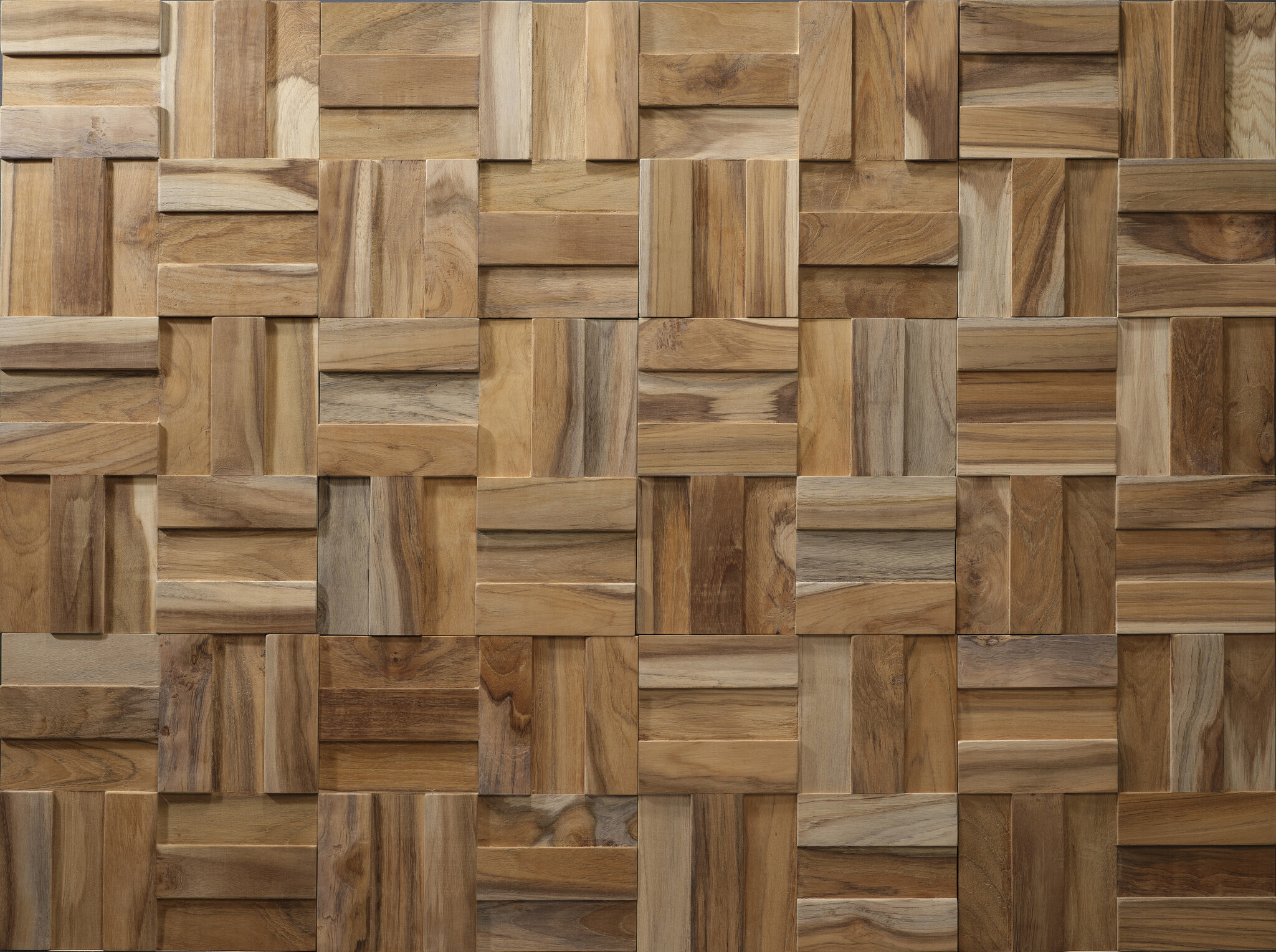 Houtstrip 3D UltraWood Teak Cubic 3D Woodpanel