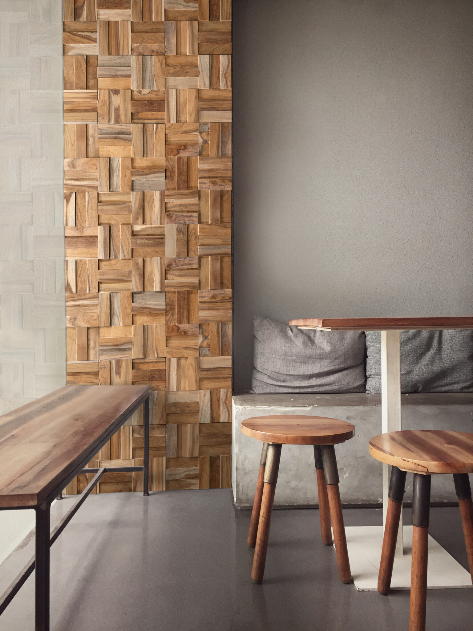 Houtstrip 3D UltraWood Teak Cubic 3D Woodpanel