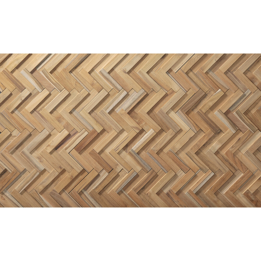 Rebel of Styles Plaquette de Parement en bois 3D UltraWood Teak Chevron