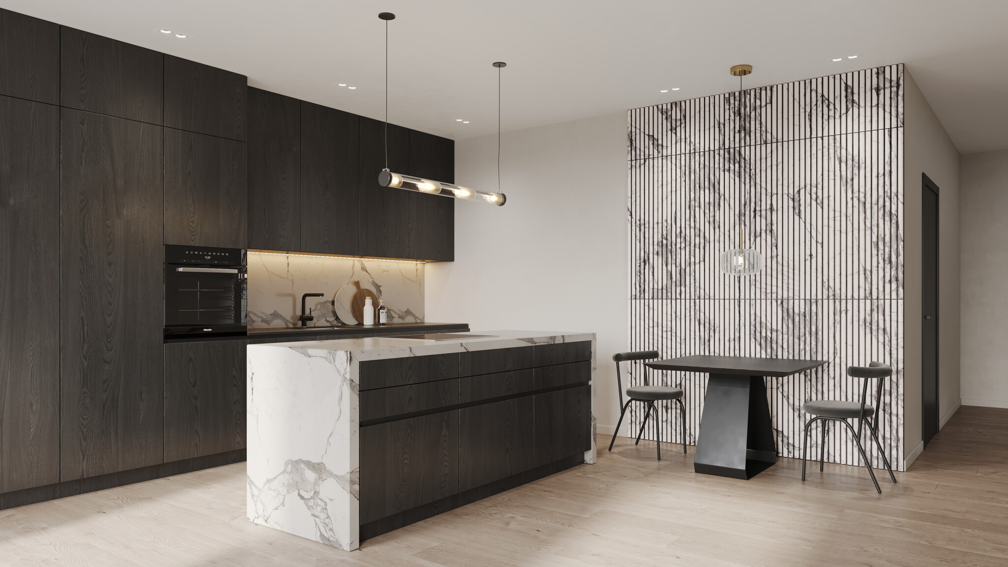 UltraLight Linari Round Marble White HD Printed - EPS 3D Wandpanelen