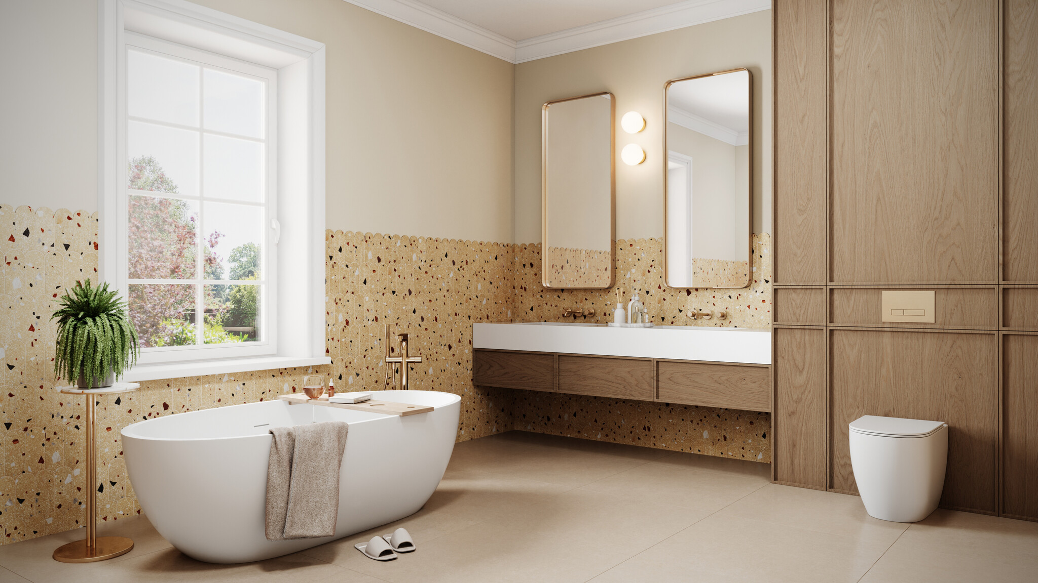 UltraStrong Terrazzo Round Beige