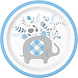 Baby Olifant Borden Blauw 17,5cm 8st Baby Olifant Borden Blauw 17,5cm 8st