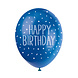 Ballonnen Happy Birthday Confetti Blauw 30cm 5st Ballonnen Happy Birthday Confetti Blauw 30cm 5st