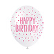 Ballonnen Happy Birthday Confetti Roze 30cm 5st Ballonnen Happy Birthday Confetti Roze 30cm 5st