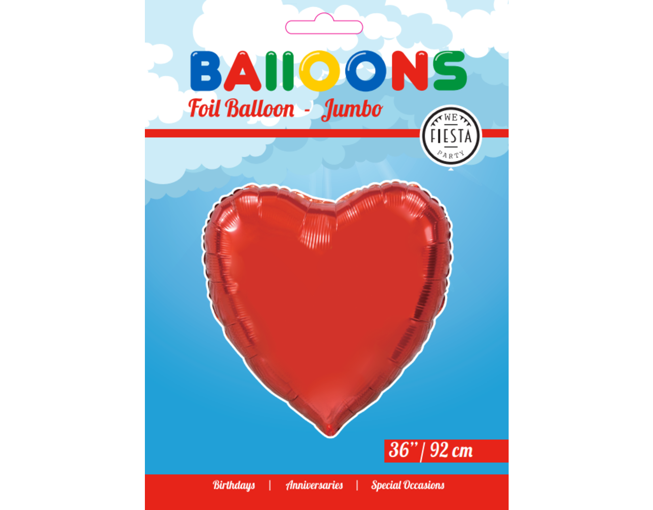 Helium Ballon Hart Rood XL Leeg 92cm - Partywinkel