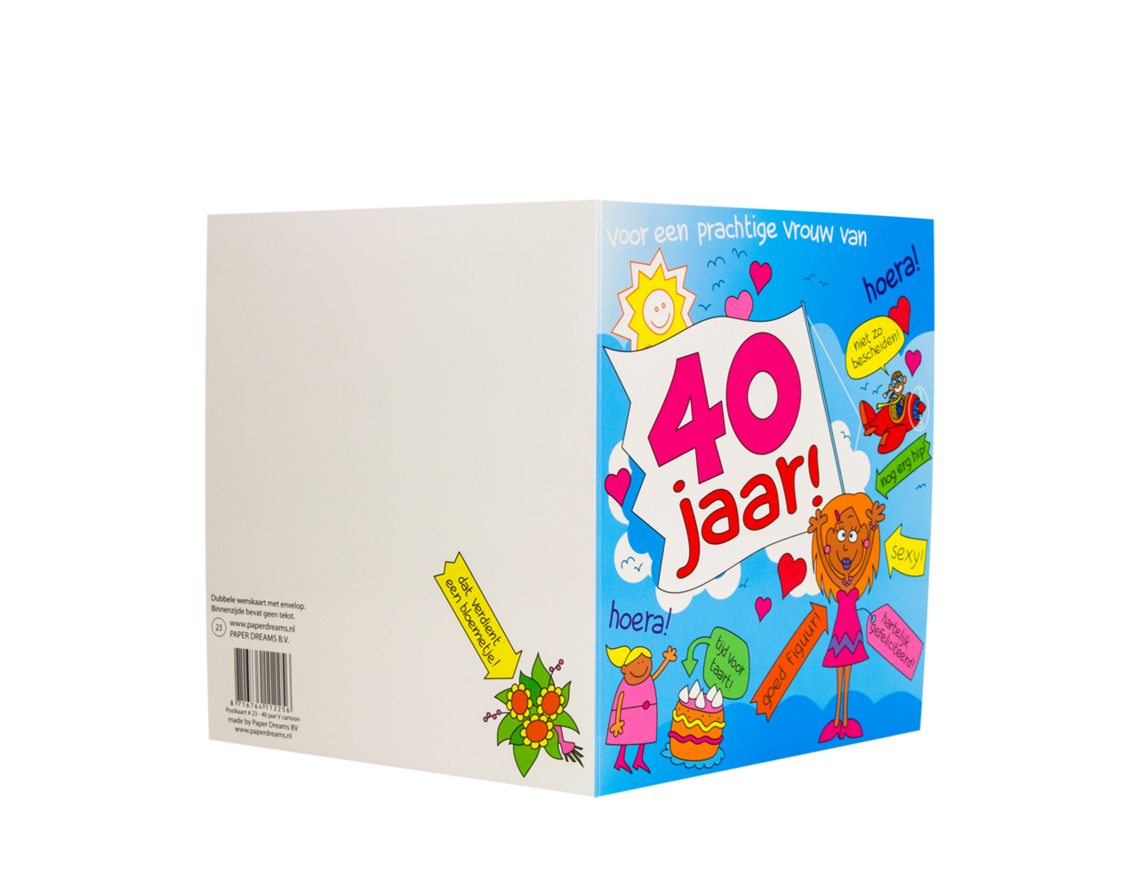 Verjaardagskaart 40 Jaar Vrouw Cartoon 16,5cm - Partywinkel