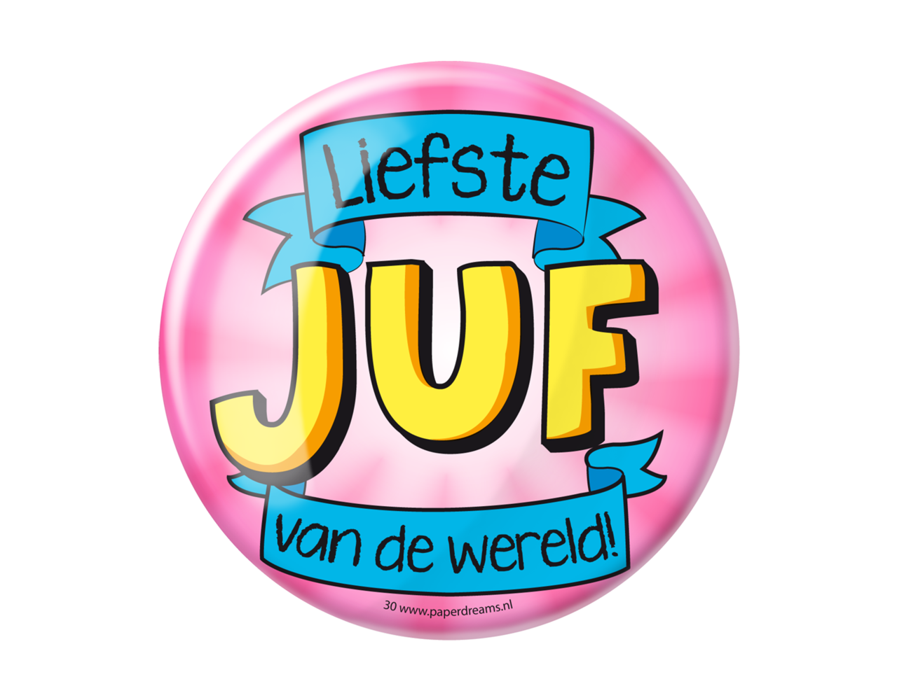 Button Liefste Juf van de Wereld 10,2cm - Partywinkel