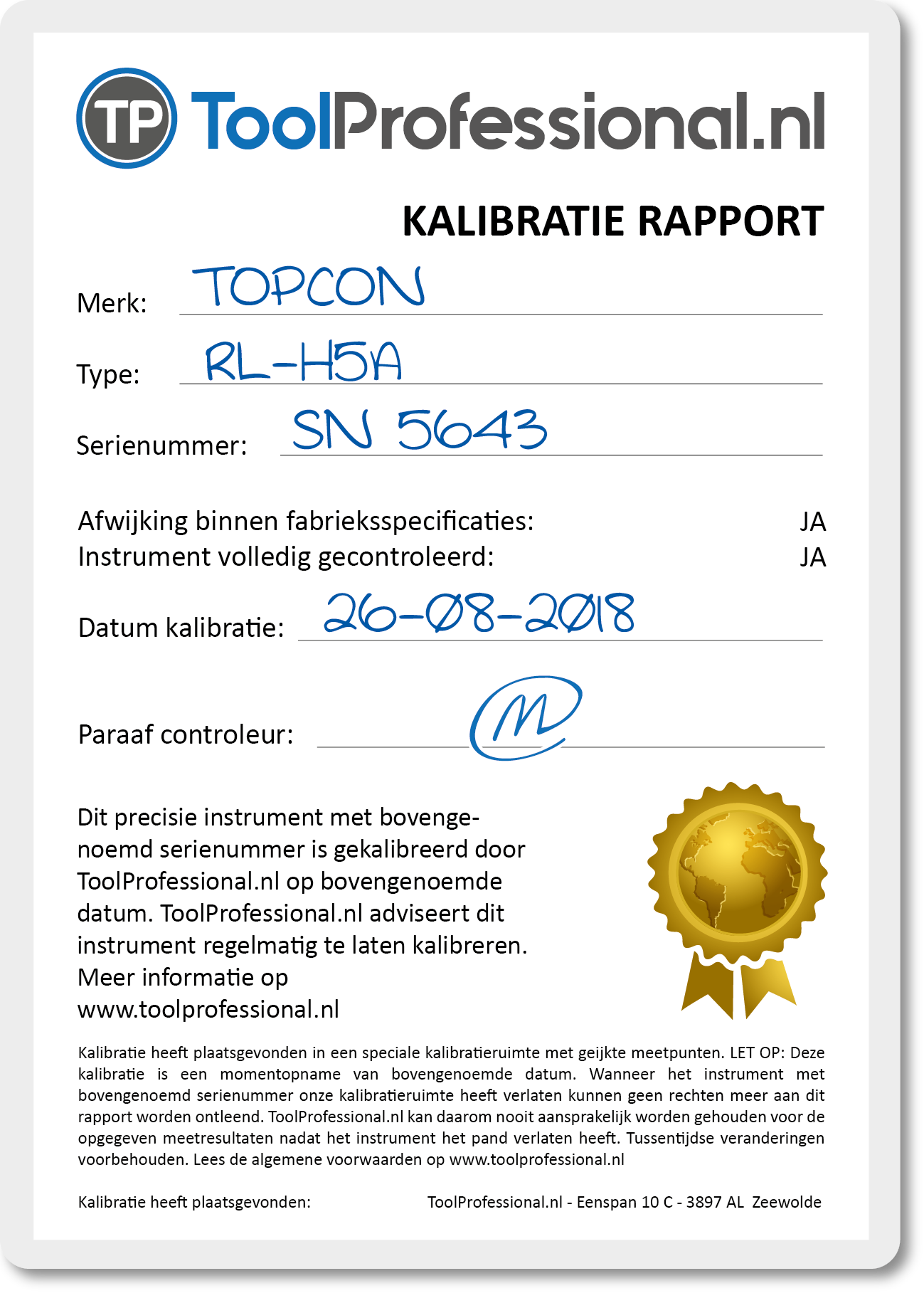 Kalibratie voor een Roterende laser