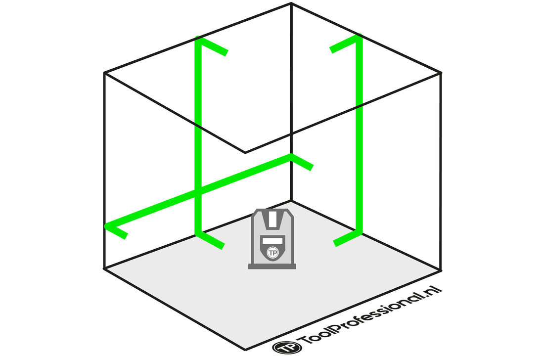 CUBE 3D Groene Kruislijnlaser + Statief