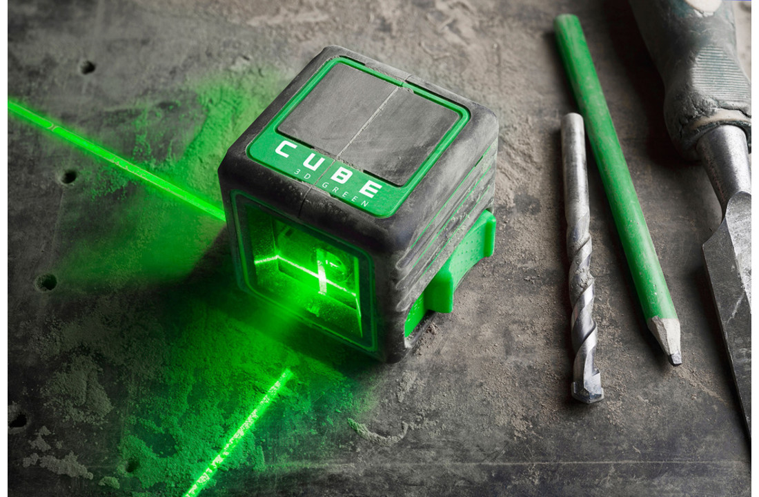 CUBE 3D Groene Kruislijnlaser + Statief