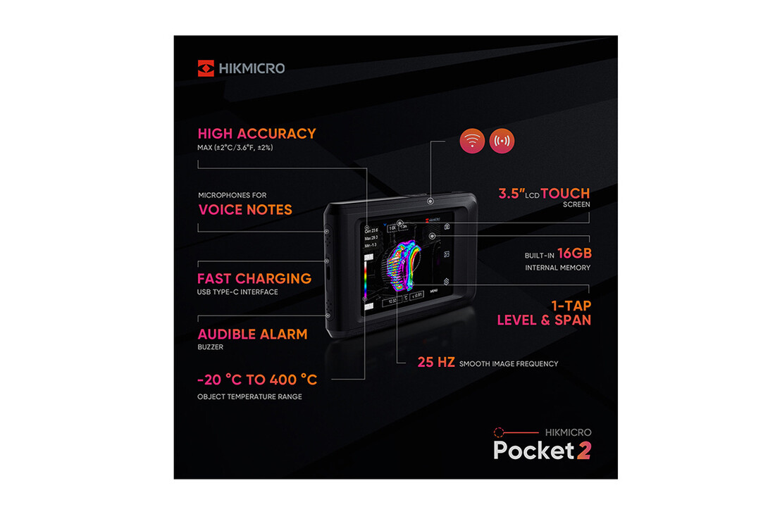 Pocket2 Warmtebeeldcamera 256x192 Thermische pixels + Camera, 25Hz