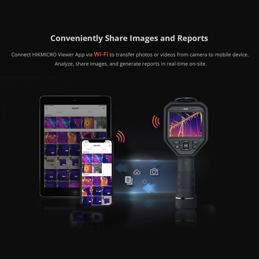 M20 Warmtebeeldcamera met  256 x 192 Thermische pixels, Focuseerbare lens en optische camera