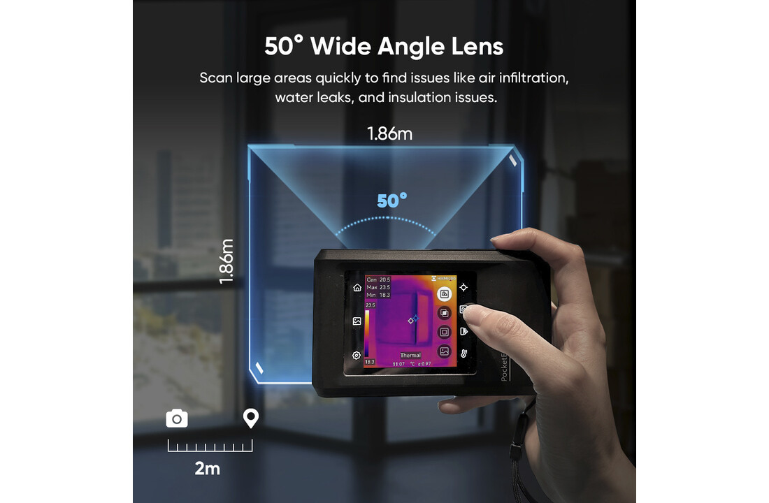 PocketE 96x96 pixels, Super IR Resolutie 240x240 pixels met optische camera