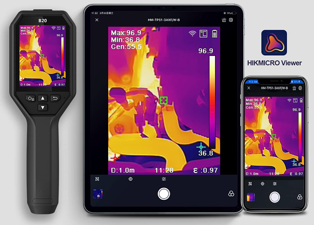 B20S Warmtebeeldcamera met 256x192 thermische pixels en optische camera 25Hz en WiFi