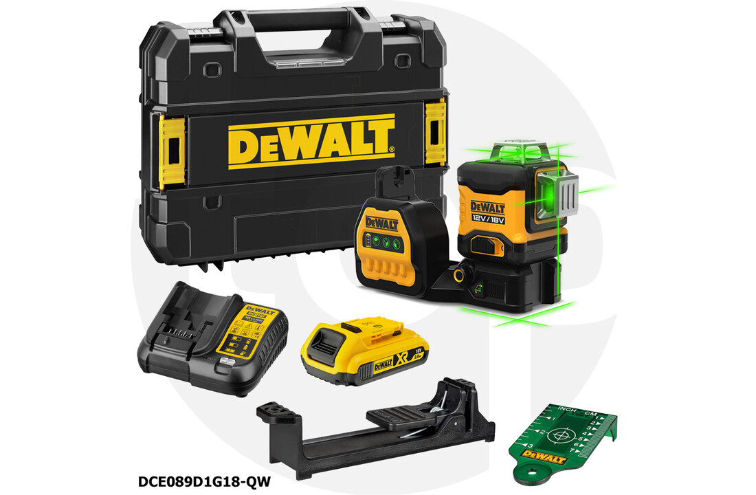 DCE089D1G18 3x360° Kruislijnlaser Groen 18V