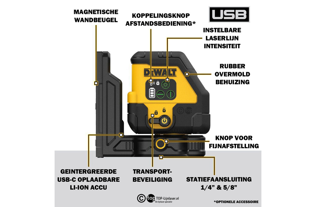 DCLE14201GB-XJ Kruislijnlaser Li-Ion Groen