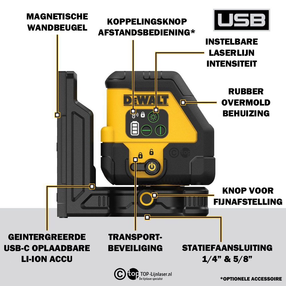 DCLE14201GB-XJ Kruislijnlaser Li-Ion Groen