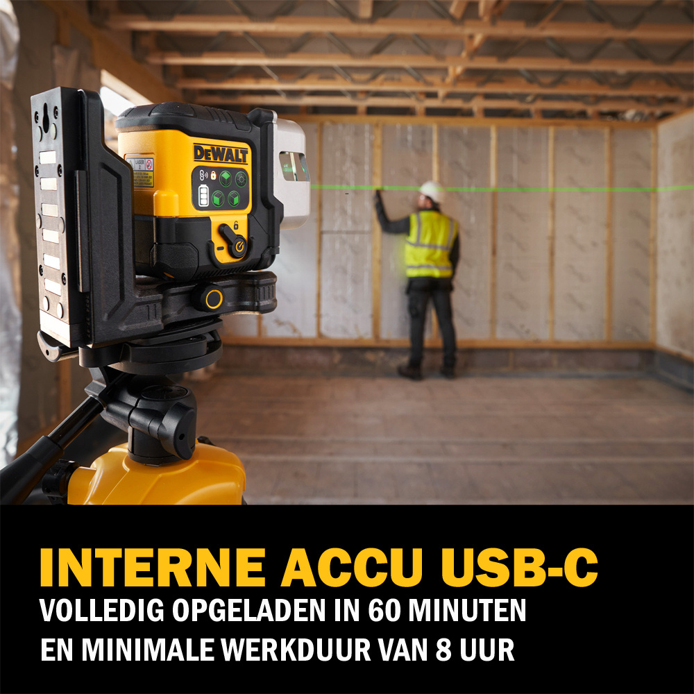 DCLE14301GB 3-Lijns Kruislijnlaser Groen Li-Ion