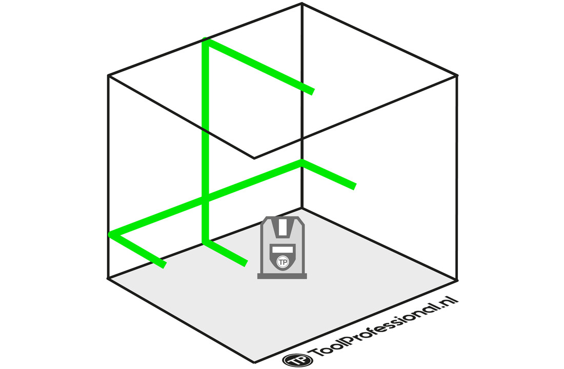 DCLE14301GB 3-Lijns Kruislijnlaser Groen Li-Ion