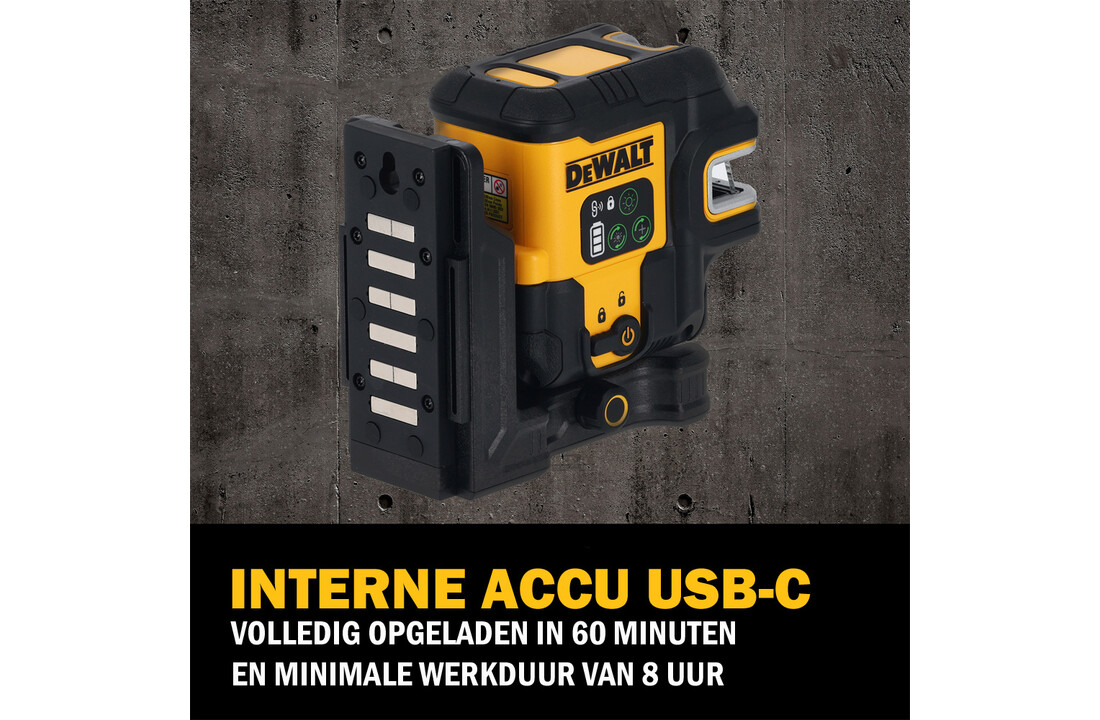 DCLE14251GB Kruislijn- 5 Puntlaser Groen Li-Ion