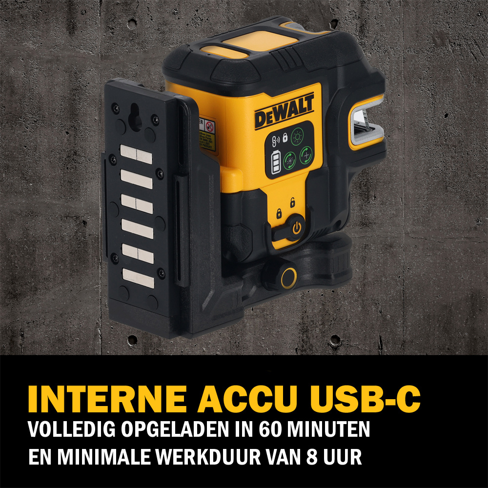 DCLE14251GB Kruislijn- 5 Puntlaser Groen Li-Ion