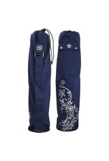 FITNESS MAD Wildflower Yoga Mat Bag Large 80 x 14.5cm 100% katoenen draagtas opbergvak draaggordel voor extra wide matten tot 183 x 80 x 0.6 cm Blauw