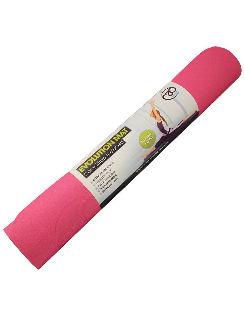 FITNESS MAD Evolution Yoga Mat 183 x 61 x 0.4 cm (1kg) super soft hygienisch TPE draagriem tweekleurig Roze Grijs
