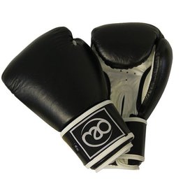 FITNESS MAD Leather sparring gloves Kick- Bokshandschoenen Leer 10oz Zwart Wit
