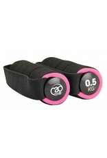 FITNESS MAD Pro Aerobic dumbbells paar 1 kg met handvat (2 x 0.5 kg) soft grip Zwart Roze